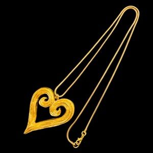 Edouard Rambaud Vintage Gold Plated Heart Pendant Necklace
